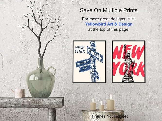 New York Poster Wall Art - 8x10 - New York City - NYC - Living room Aesthetic - Urban Room Decor - Statue of Liberty - Cool Wall Art - Unique Home Decor - Cute Trendy small Apartment Travel Prints Set thumbnail 6