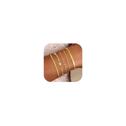 5Pcs Gold Bracelets, 18K Gold plated OPTION 3  GOLD - Image 1