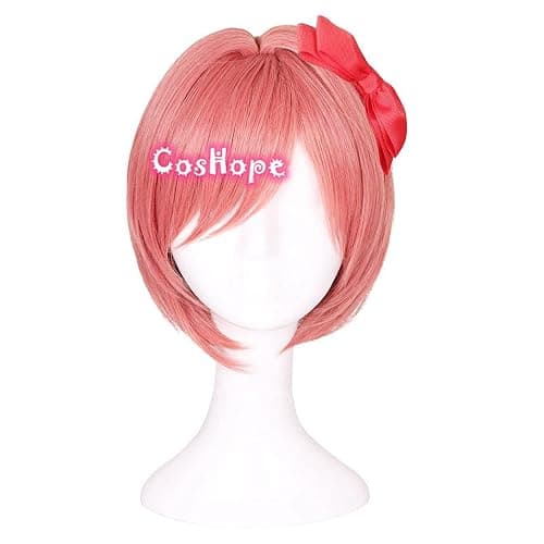 Oulores Doki Doki Literature Club Sayori Cosplay Wig Hair Role Play Halloween Christmas Comic Convention Costume Party Wigs + Wig Cap - Image 1