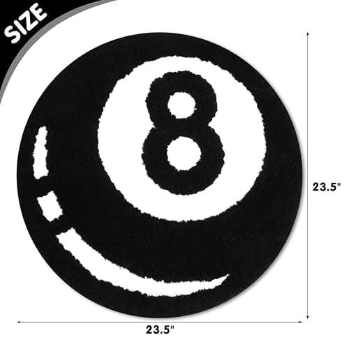 Percozzi 8 Ball Tufted Rug Billiards Bath Mat for Tub Cool Bedroom Aesthetic Bathroom Shower Absorbent Small Floor Carpet Minimalist Non Slip Trendy Bathmat Washable New Home Essentials House Decor thumbnail 2