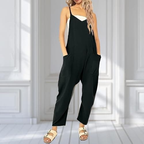 UNIANKIYA One Piece Jumpsuits for Women Casual Overalls Summer Rompers Trendy Jumpers Beach Vacation Outfits Travel Clothes thumbnail 4