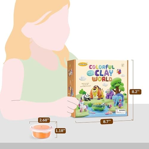 Drama Planet Air Dry Clay Kit for Kids - Comes with Instructional Guide Featuring 4 Scenes & 26 Projects Tutorials, 18 Cans of Modeling Clay, Includes Display Stand, Gift for Girls and Boys thumbnail 5
