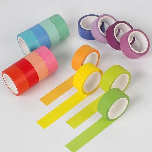 Phinus Washi Tape Set, 16 Pack Decorative Tape, Multicolor, 15mm x 5m, Reusable, Ideal for Gift Wrapping, Journaling, Crafting, Decoration thumbnail 7
