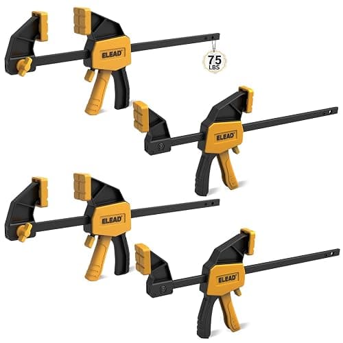 6" Mini Bar Clamps for Woodworking, 4-Piece One-Handed F Clamp/Spreader, 75LBS Load Limit Wood Clamp, Quick Release Grip Clamps for Table Wood Working, Light-duty Tools - Image 1
