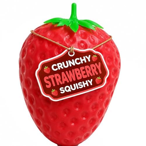 Crunchy Strawberry Squishy ASMR Squeeze Stress Relief Fidget Adults | Crunchy ASMR Experience, Soft Flexible Texture, Satisfying Hand Squeeze for Relaxation, Office Desk Accessory and Adult Gift - Image 1