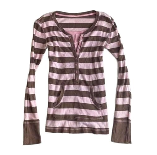 Vintage Grunge Y2k Fake Two Piece Striped Polka Dot Top Long Sleeve Shirts 2000s Fairy Core Clothes Cute Tops - Image 1