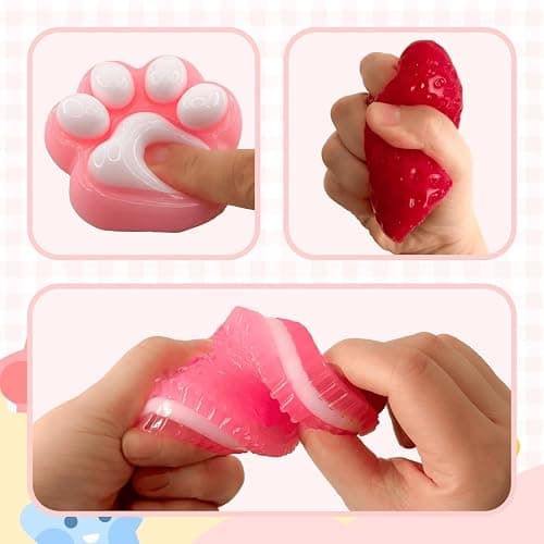 Taba Squishy Toys 4 Pack, Soft Sensory Fidget Squeeze Toys for Stress Relief, Kawaii Fufu Squishies for Kids & Adults, Party Favors, Goodie Bag Fillers thumbnail 4