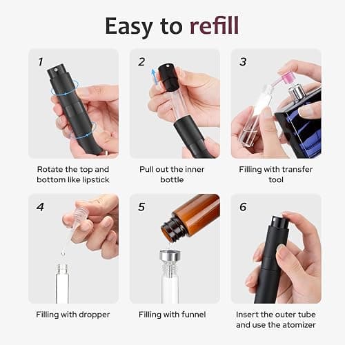 LISAPACK 8ml Travel Perfume Bottle Refillable, 3 PCS Cologne Atomizer Spray | Twist-up empty sprayer, small refill dispenser, portable size for purse pocket, leakproof, TSA essential for men women -pink thumbnail 7