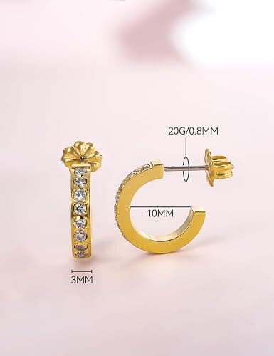 Limerencia Hypoallergenic G23 Pure Titanium Small Open C Hoop Earrings, Lightweight Cubic Zirconia/Opal Cuff Huggie Earrings for Women Sensitive Ears thumbnail 3
