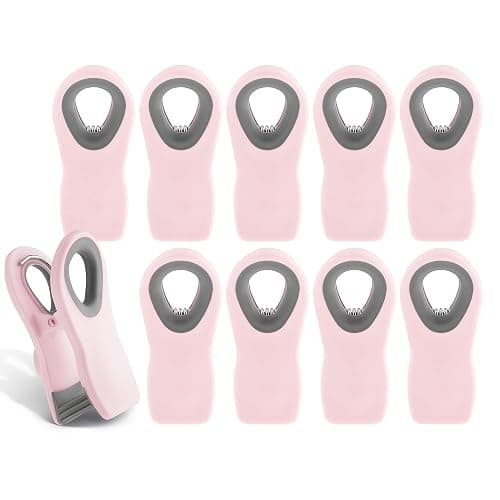 COOK WITH COLOR Bag Clips with Magnet- Food Clips, Chip Clips, Bag Clips for Food Storage with Airtight Seal Grip for Bread Bags, Snack Bags and Food Bags (Pink, Pack of 10) - Image 1
