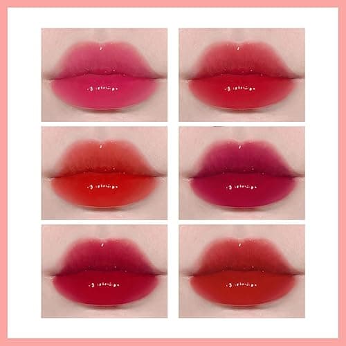 Eakroo 6 Colors Lip Tint Stain Mini Liquid Lipstick, Korean Lip Gloss Moisturizing Natural, Multi-Use Lip and Cheek Tint, Non-Stick Cup, Lightweight, High Pigment, Long-Lasting, Vivid Color - Strawberry thumbnail 5