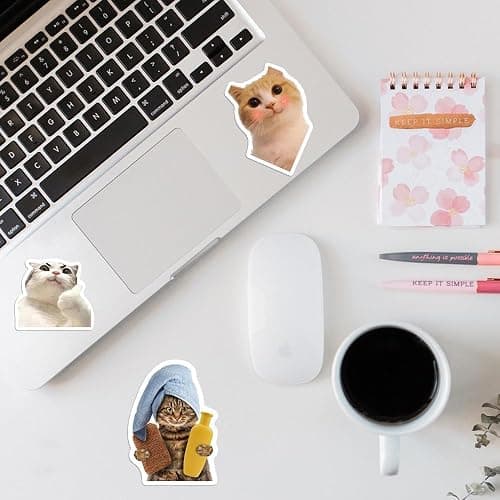 100 PCS Cute Cat Stickers, Funny Meme Cat Stickers Pack, Waterproof Vinyl Stickers for Kindle Water Bottles Skateboard Guitar Snowboard Luggage for Cat Lovers thumbnail 2