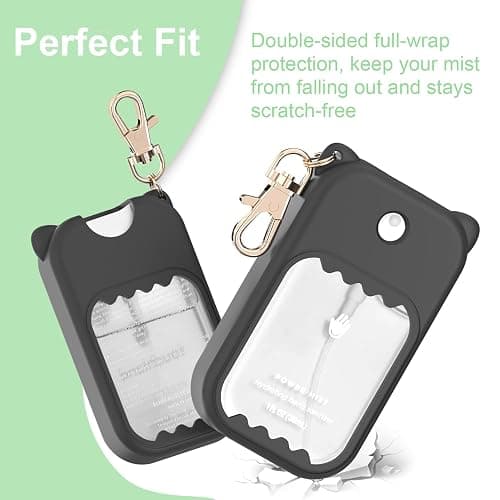 taessv Hand Sanitizer Spray Case for Touchland Silicone Touchland Case Keychain Cute Hand Sanitizer Spray Holder Compatible with Touchland Power Mist Gentle Mist Glow Mist, Black thumbnail 5