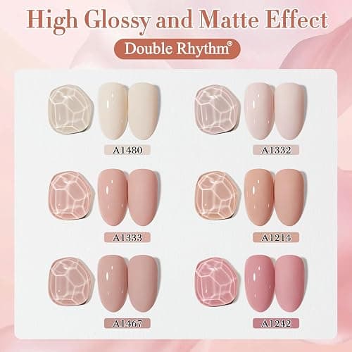 Double Rhythm 6 Pcs 15 ML Gel Polish Set Same Color Same Bottle Soak Off Gel Polish Kit Nail Art Manicure Salon DIY at Home for Women (Light Beige Nude Pink Neutral Rose-T6-4) thumbnail 3