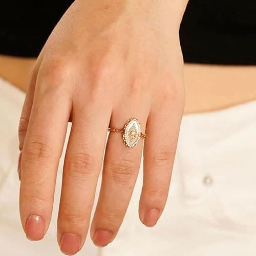 JASXEYO Simple Wave Lace Ring Women's Personalized Vintage Court Style Ring, Gold Rings for Women，Promise Rings for Her thumbnail 2