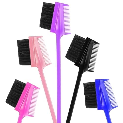 100 Pcs 2-in-1 Edge Brush Comb Set, Double Sided Hair Grooming Tool for Baby Hairs, 5 Colors (Black, Pink, Rose Red, Purple, Blue), 6.93 x 1.50 Inches, Lightweight Plastic & Boar Bristle Design thumbnail 3