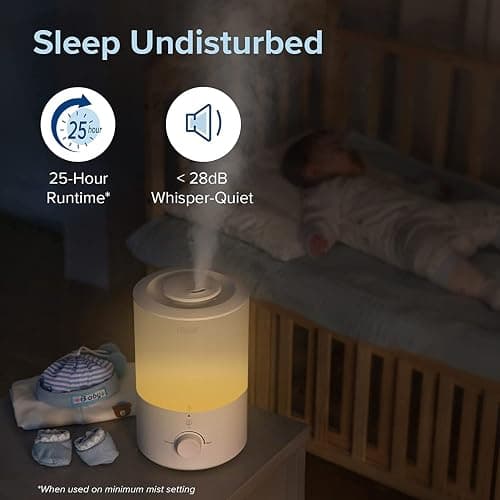 LEVOIT Humidifiers for Bedroom with Night Light(3L Water Tank)Cool Mist Top Fill Essential Oil Diffuser for Baby Nursery and Plants, 360° Nozzle, Quiet, Rapid Humidification for Home Large Room, White thumbnail 5