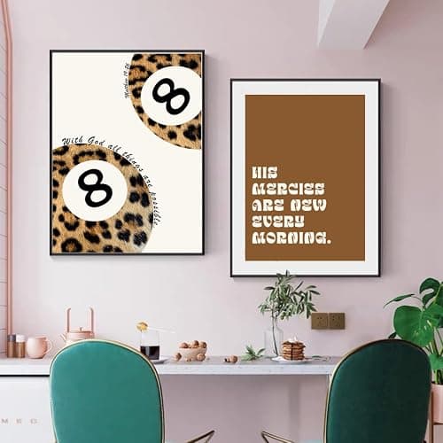 Eastern Print Trendy Leopard Print Wall Art Set, Cheetah Prints Room Decor, Bible Verse Art Prints, Trendy Decor for Bedroom, Living Room, Lucky 8 Ball Aesthetic Posters, 6Pcs 8x10in, UNFRAMED thumbnail 8