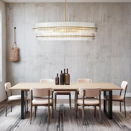 48" Crystal Fluted Glow Chandelier, Finial Details, Solid Crystal Craftsmanship, Fluted Modern Design, Bronze-Finished Iron Finials, Light, Bright, Airy Feel, Light Fixtures for Dining Room thumbnail 6