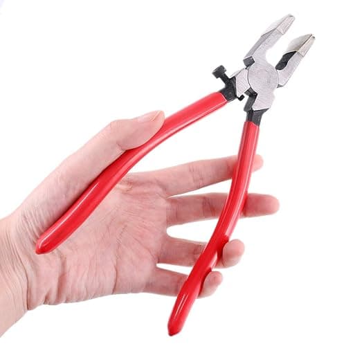 Swpeet Heavy Duty Key Fob Pliers Tool, Metal Glass Running Pliers with Curved Jaws, Studio Running Pliers Attach Rubber Tips Perfect for Key Fob Hardware Install and Stained Glass Work thumbnail 7