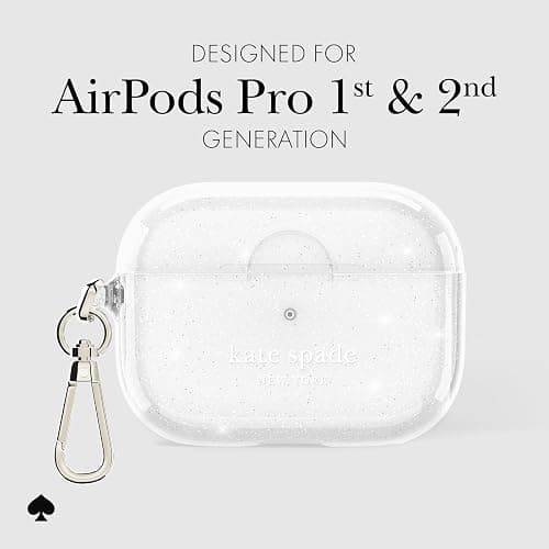 kate spade new york AirPods Pro Protective Case with Keychain Ring -That Sparkle Silver, Compatible with AirPods Pro 2nd / 1st Generation thumbnail 5