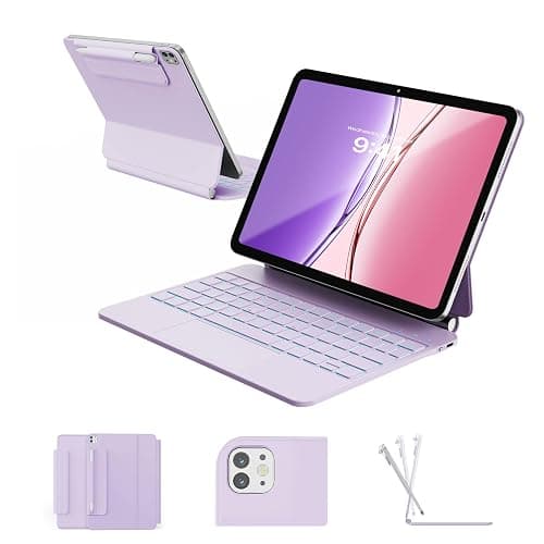 RAYMCRAFT for iPad Air 11-inch(M3 2025 / M2 2024) & iPad Pro 11 inch(1st/2nd/3rd/4th Gen), Magic Keyboard for Air 4/5 10.9", Springy Backlit Keys, Stain-Resistant Surface, Multi-Touch Trackpad, Purple - Image 1