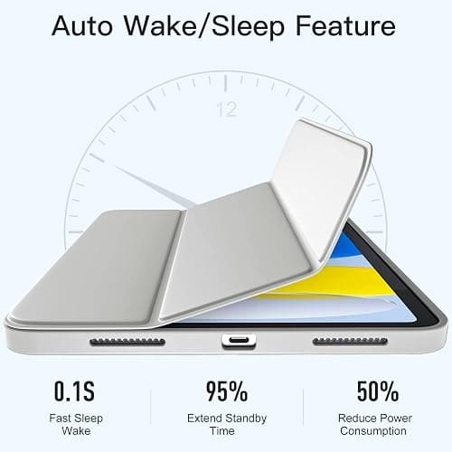 Akkerds Compatible with iPad (A16) 11th Generation Case 11 Inch 2025, for iPad 10th Generation Case 10.9 Inch 2022 with Pencil Holder, Slim Trifold Stand Protective Cover with Soft TPU Back,Light Gray thumbnail 8