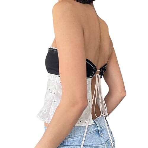 Women Y2k Backless Crop Top Sexy Tie Up Spaghetti Strap Camisole Shirt Cute Summer Tops thumbnail 5