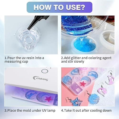 OSBANG Crystal Clear Hard UV Resin Upgraded Formula Ultraviolet Fast Curing for Jewelry Making Craft Decoration, Hard Transparent Glue Solar Cure Sunlight Activated Resin Casting & Coating（300g） - 300g thumbnail 6