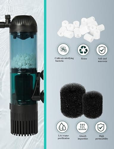 UPETTOOLS Aquarium Filter Fish Tank Filter with Fluid Bed Sponge Filter Multiple Function Ultra-Silent Filter for Saltwater Freshwater 20-60 Gallon thumbnail 6
