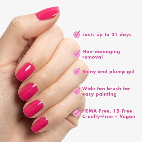 Olive & June Gel Nail Polish Set, 6 Shades and Top Coat | Includes HD, KMC, Pink Goldfish, Icing Is The Best Part, Prom, XOXO, gel top and base coats; hema-free; UV LED lamp needed thumbnail 4