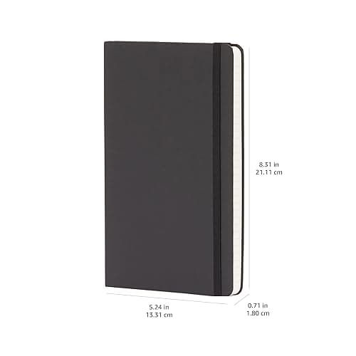 Amazon Basics Classic Lined Notebook, 240 Pages Hardcover, 5 x 8.25-Inch, Black thumbnail 3