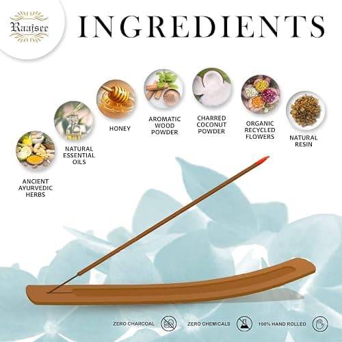 raajsee Incense Sticks 6 Pack Variety Set 15gm Each, Nag Champa- Jasmine - vanila-Japanese Rose-White Sage,100% Organic Hand Rolled- Perfect for Yoga, Meditation,Aromatherapy thumbnail 5
