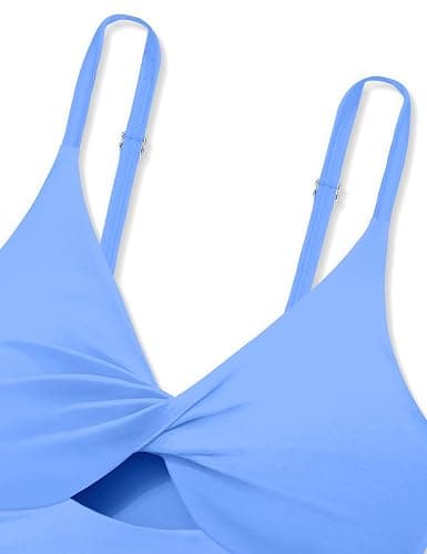 Doumlop Girls Swimsuit Color Block Girls Bathing Suit Twist Tankini Set Two Piece Girl Swimwear Bikini Set for 9-16 Years thumbnail 7