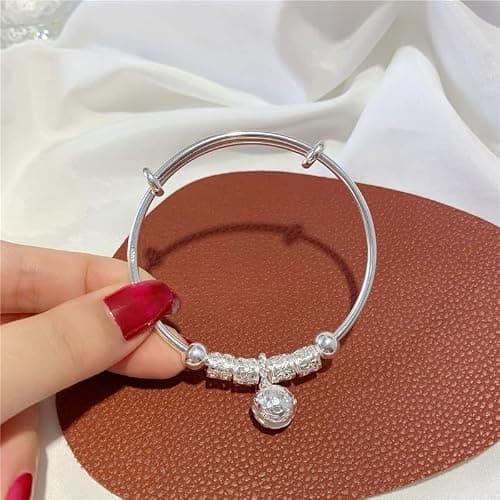 Sterling Silver Bracelets For Women 925 Sterling Silver Beads Bangle Bracelet Transfer Lucky Cuff Bracelet Adjustable Fashion Women Jewelry thumbnail 6