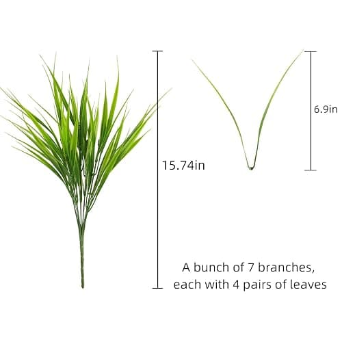 alyptus Artificial Grass Outdoor 12 Bundles Fake Plants Outside Green Onion Faux Greenery Shrubs for Front Porch Planters Pot Décor for Outdoors (Grass) thumbnail 3