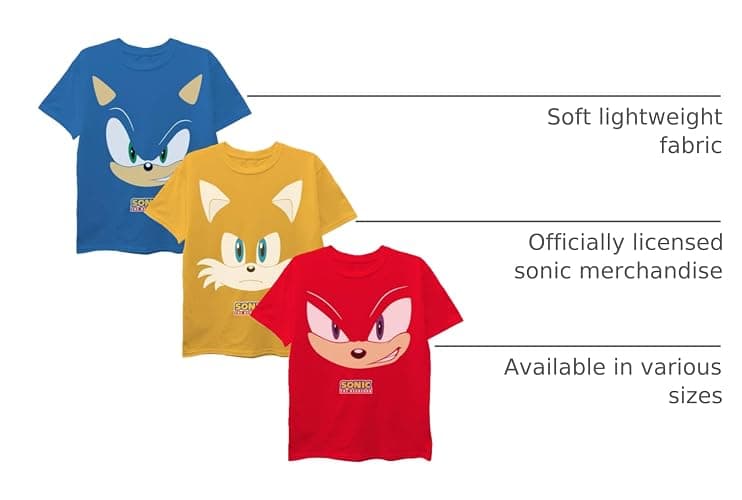 SEGA Boys Sonic The Hedgehog Boys 3-Pack T-Shirt Bundle, Sonic, Tails, KnucklesT-Shirt thumbnail 2
