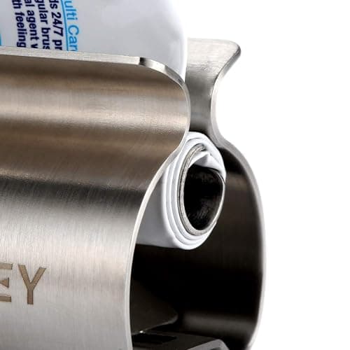 XYKEEY Set of 2 Toothpaste Squeezer Rollers, Metal Toothpaste Tube Wringer Seat Holder Stand (Stainless Steel) thumbnail 4
