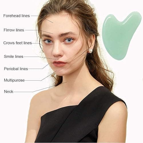 Ditind Gua Sha, Jade Stone Gua Sha Massage Tool, Guasha Tool for Face and Body Skin Massage. Gua Sha Set for Toxins Prevents Wrinkles for SPA Acupuncture, Therapy Trigger Point Treatment. thumbnail 4