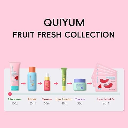 QUIYUM Daily Skincare Set for Young Women, 6-Piece Facial Care Routine | Natural Fruit Kit with Peptide, Vitamin C & Ceramide - Smoothing & Radiance Care, Gifts for Young Women thumbnail 7