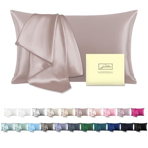 Mulberry Silk Pillowcase for Hair and Skin Standard Size 20"X 26" Pillow Case with Hidden Zipper Soft Breathable Smooth Cooling Silk Pillow Covers for Sleeping (Lotus Root Pink,Standard,1Pcs) - Image 1
