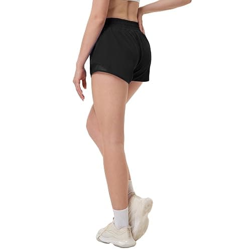 Aurefin High Waisted Athletic Shorts for Women, Womens Plus Size Running Workout Shorts with Liner and Zip Pocket 4 inch thumbnail 3