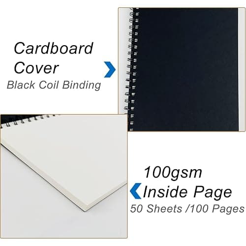 DSTELIN Blank Spiral Notebook, 2-Pack, Soft Cover, Sketch book, 100 Pages / 50 Sheets, 7.5 inch x 5.1 inch, 100GSM, (Black) thumbnail 7