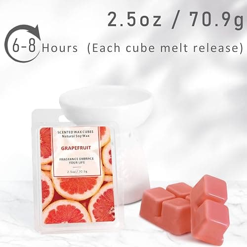 SCENTORINI Wax Melts - Soy Wax Cubes for Summer & Christmas Decor, 4 x 2.5 oz, Grapefruit, Cherry Blossoms, Wild Bluebell, Plumeria thumbnail 6