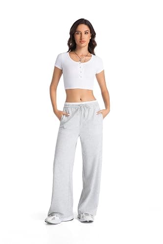 EG CHRIS G Womens Sweatpants Mid Waist Drawstring Baggy Wide Leg Pants Casual Trousers Jogger Pants with Pocket thumbnail 2