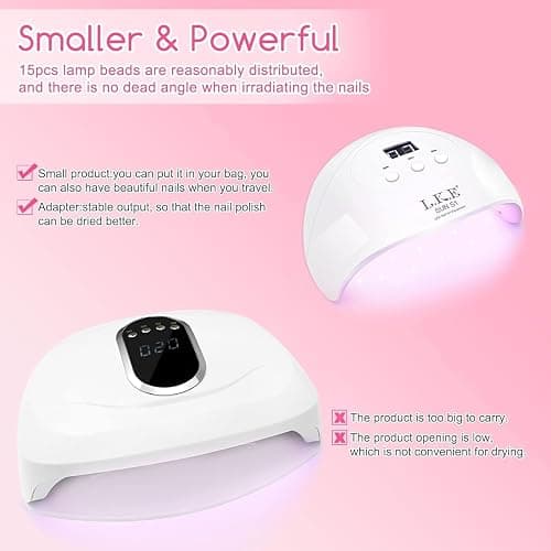 Wisdompark 72W UV LED Nail Lamp, UV Light for Gel Nails with 15 Beads Curing lamp 3 Timer Nail Dryer, LCD Display, Auto Sensor, Professional Nail Lamps for Gel Polish for Advanced DIY at Home thumbnail 5