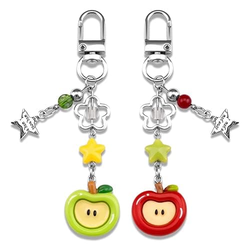 Cxulquvs 2Pcs Cute Apple Keychain for Women Fruit Keychain Accessories Trendy Phone Charm Backpack Charms for Girls Teen Girl Gifts Trendy Stuff - Image 1