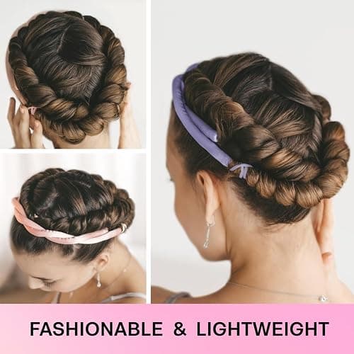 Lanzhire No Heat Overnight Curling Headband for Long and Short Hair - Thin Heatless Curlers to Sleep In (Black) thumbnail 2