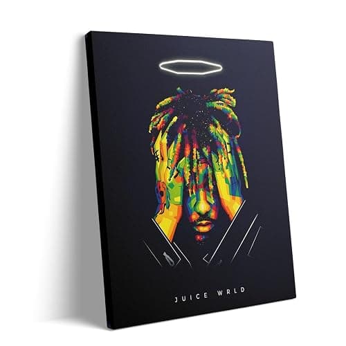 Juice WRLD Canvas Wall Art Decor - Colorful Pop Art Rapper Portrait with Halo, Music-Inspired Artwork for Bedroom, Living Room or Music Studio Wall Decoration 8X10 inch - Image 1