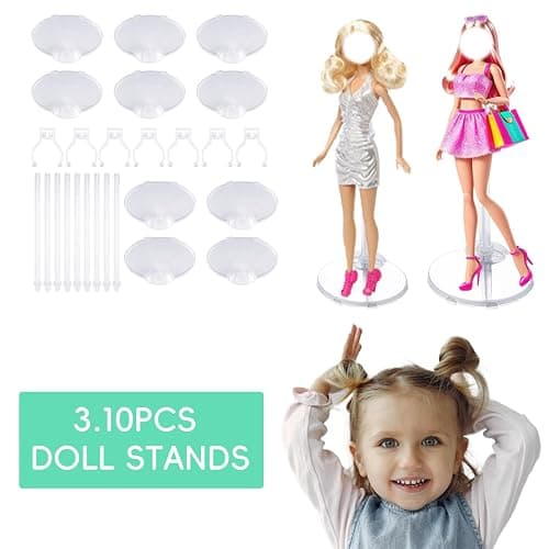XJMWXHFC 10pc Adjustable Doll Display Holders, Clear Plastic Action Figure Stands, Transparent Support for 11-13 Inch Tall Dolls thumbnail 4